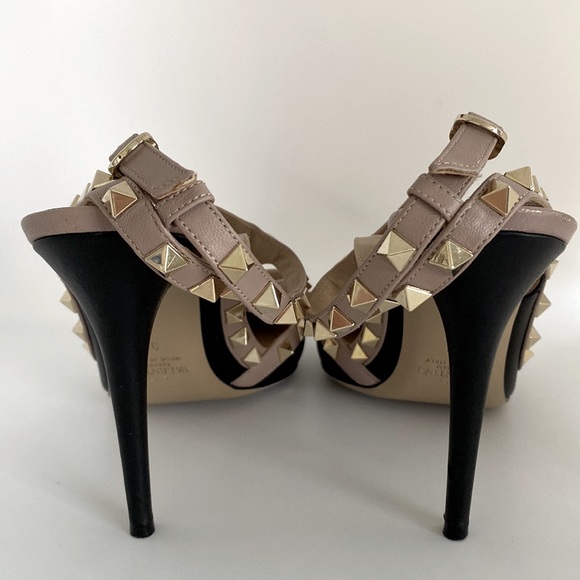 Valentino Rockstud Leather Sling Back Shoes Heels - Picture 7 of 15